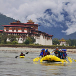 After the Mo and Po Confluence with the Punakha Dzong on the Background