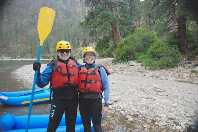 These guests are safe in their life jackets and helmets