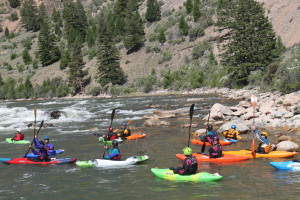 Kayakers on a DeRiemer trip